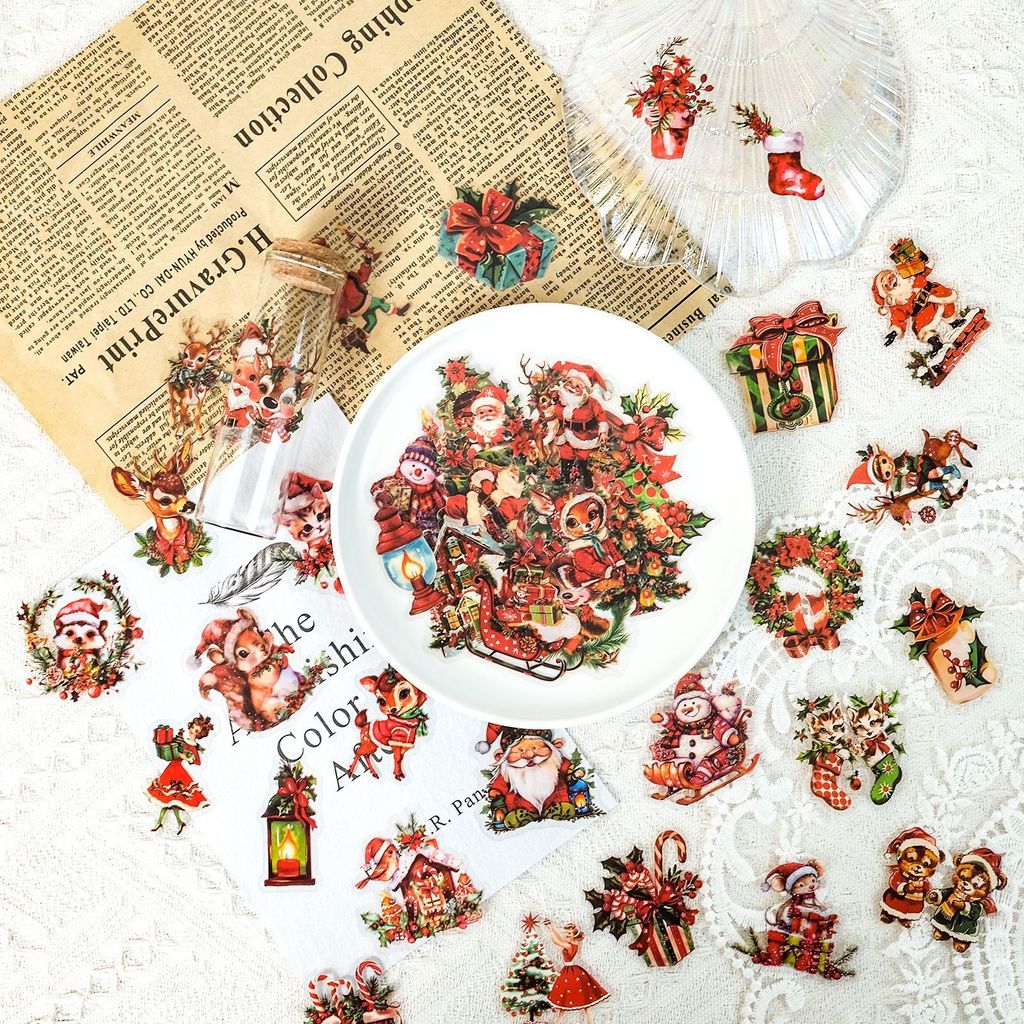 Christmas Craft Embellishment - 50 peças de adesivos PET de