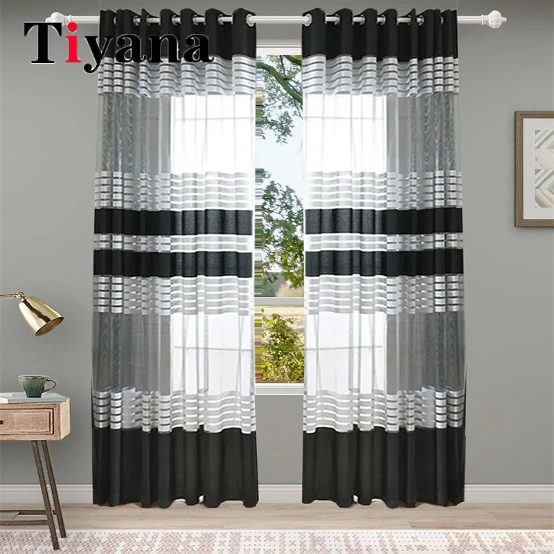 Velvet Ribbon Roll - Francês retro branco preto tiras cortinas