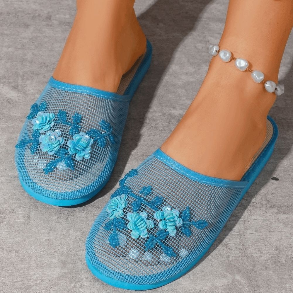 Sandálias Casuais de Malha com - Embroidery Embellishments avaliação e preço